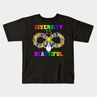 Autism Awareness Diversity Is Beautiful Neurodiversity Gnome Kids T-Shirt